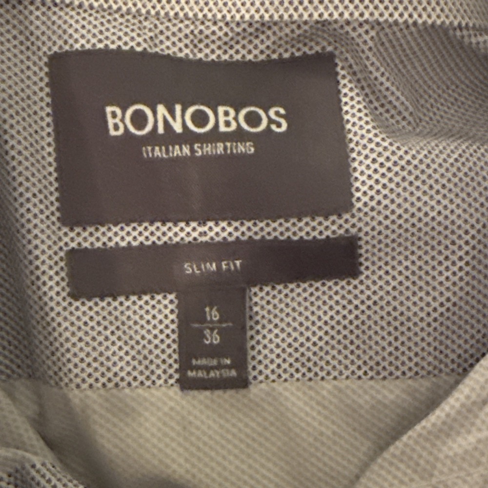 Bonobos Italian Shirting Shirt Men's 16-36 Slim Fit Blue/White Geometric Preppy - Picture 6 of 7